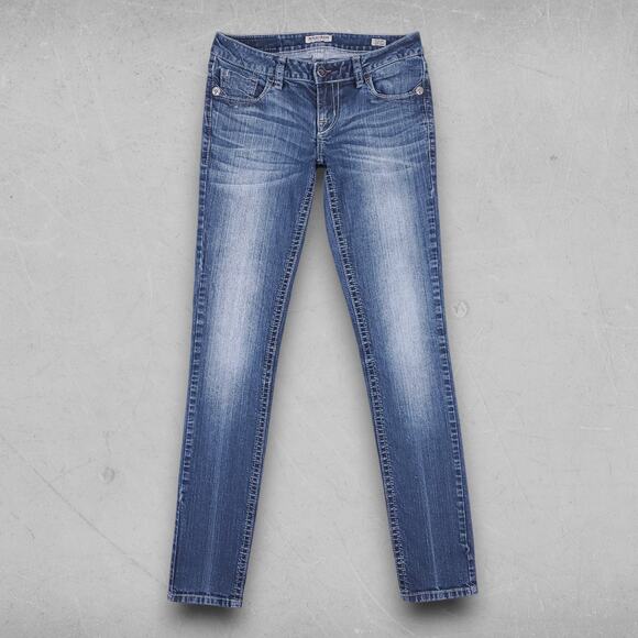 MEK Jeans Men 27x34 Md Blue Moscow Cigarette Straight Leg Embossed Pockets Retro - Picture 1 of 11